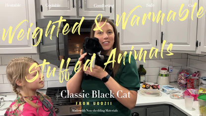 uoozii®️ 12" | 2 Pounds Black Cat | Non-Shedding | Warmable & Coolable